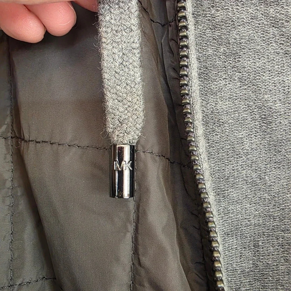 Michael Kors Mens‎ Quilted Vest Full Zip Hooded Olive Green Size XL